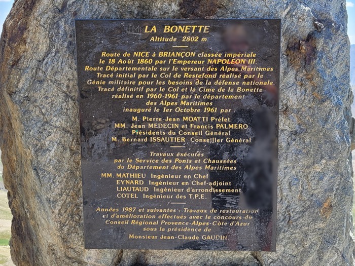 Memorial stone Col de la Bonette