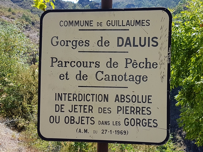 Gorges de Daluis Parcours de Pêche et de Canotage